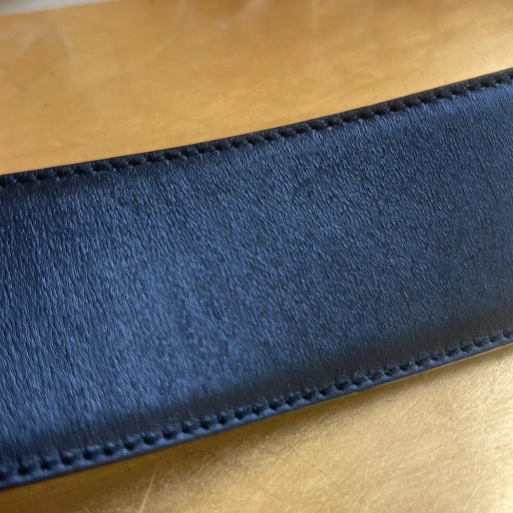 Salvatore Ferragamo Black Leather Hook and Loop 2” Belt